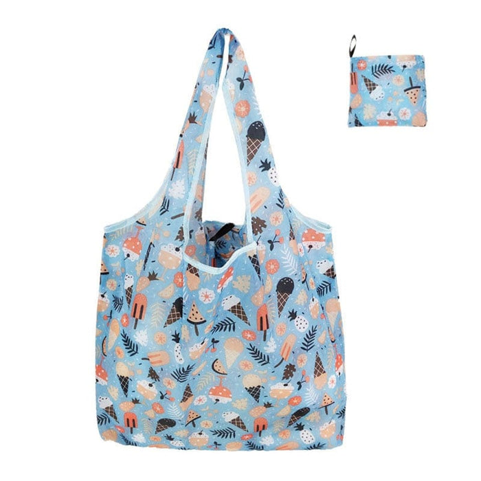 GeckoCustom Foldable Shopping Bag Reusable Travel Grocery Bag Eco-Friendly Cartoon Cat Dog Cactus Lemon Printing Tote Bag 27