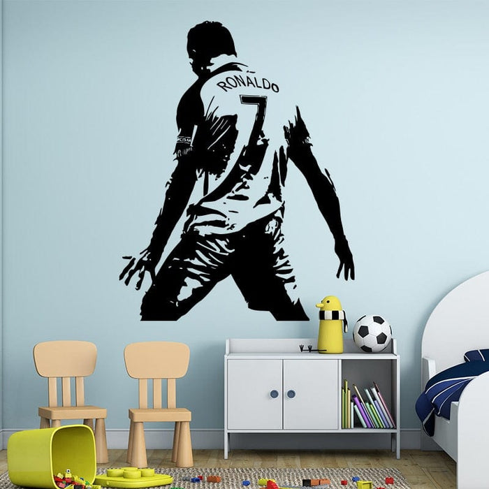 GeckoCustom Football Cristiano Ronaldo Vinyl Wall Sticker Soccer Athlete Ronaldo Wall Decals Art Mural For Kis Room Living Room Decoration