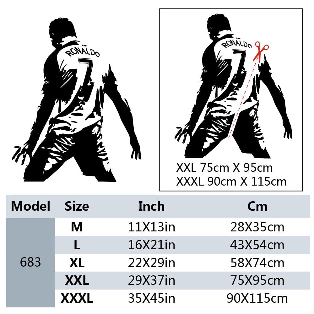 GeckoCustom Football Cristiano Ronaldo Vinyl Wall Sticker Soccer Athlete Ronaldo Wall Decals Art Mural For Kis Room Living Room Decoration
