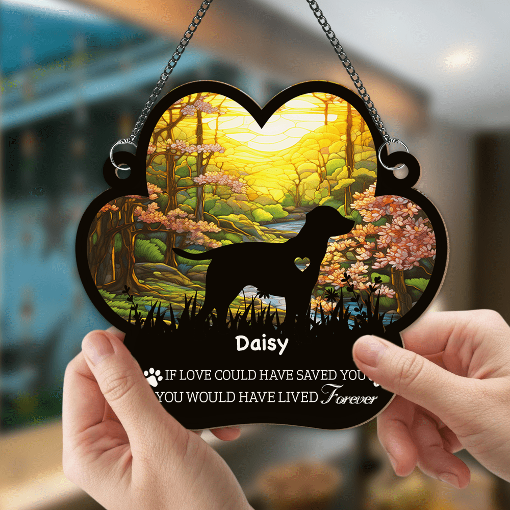 GeckoCustom Forever In My Heart Dog Memorial Suncatcher Ornament Personalized Gift TH10 891553 3.5" / 1pc