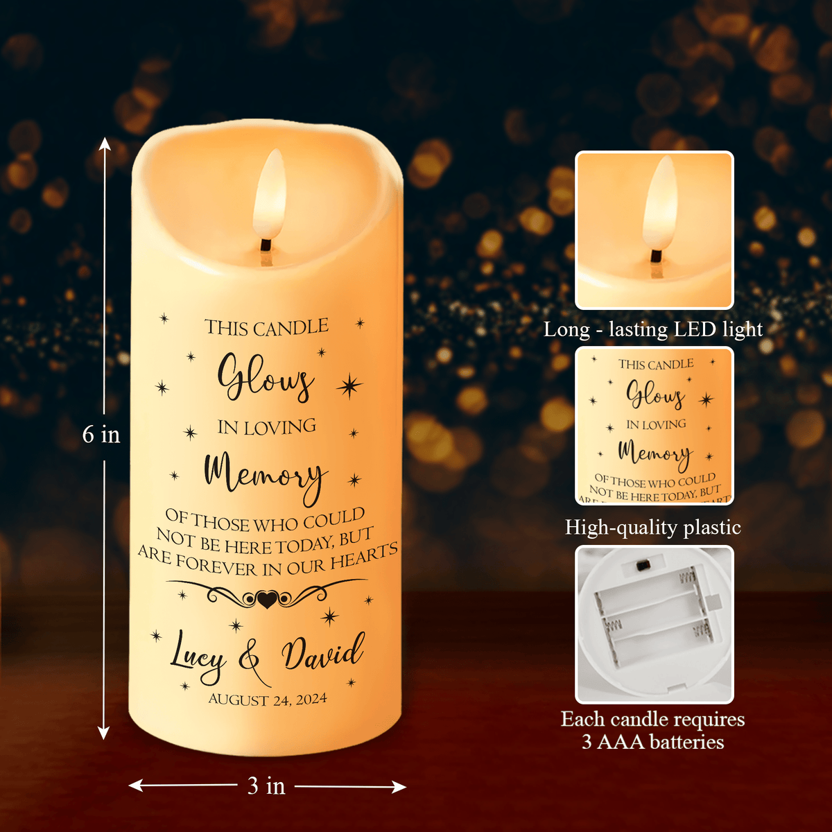 GeckoCustom Forever In Our Heart Wedding Memorial Personalized LED Candle HA75 891744