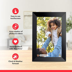 GeckoCustom FRAMEO 10.1 Inch Smart Wifi Digital Photo Frame 1280X800 IPS LCD Touch Screen, Auto-Rotate Portrait and Landscape, Built in 32GB Memory, Share Moments Instantly via Frameo App from Anywhere