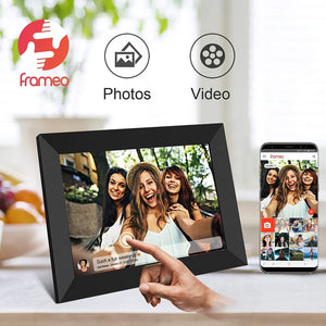 GeckoCustom FRAMEO 10.1 Inch Smart Wifi Digital Photo Frame 1280X800 IPS LCD Touch Screen, Auto-Rotate Portrait and Landscape, Built in 32GB Memory, Share Moments Instantly via Frameo App from Anywhere
