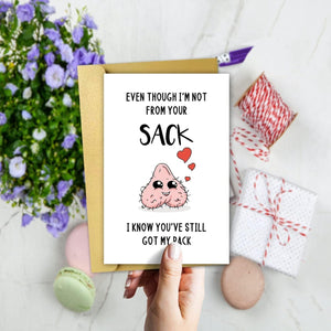 GeckoCustom Funny Bonus Dad Card for Fathers Day,Rude Greeting Card for Dad,Step Father Gifts from Stepdaughter Stepson,Stepdad Birthday Card,Even Though I’M Not from Your Sack Card