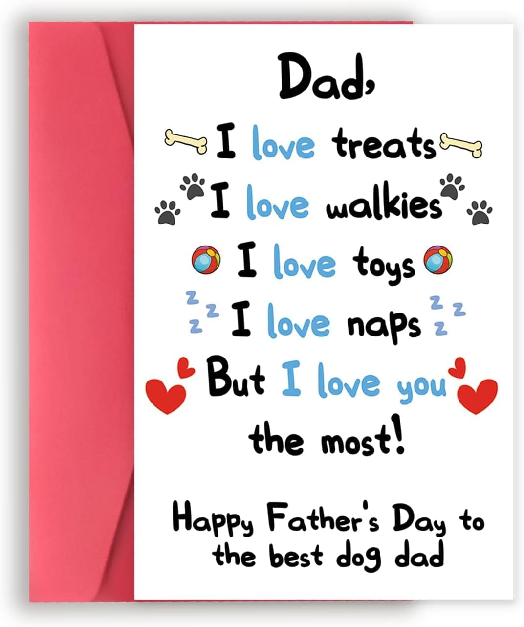 GeckoCustom Funny Dog Dad Fathers Day Card from Son Daughter, Cute Dog Dad Gifts for Men, Happy Father’S Day Card for Him C