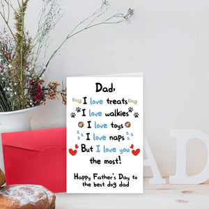 GeckoCustom Funny Dog Dad Fathers Day Card from Son Daughter, Cute Dog Dad Gifts for Men, Happy Father’S Day Card for Him