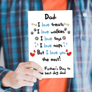 GeckoCustom Funny Dog Dad Fathers Day Card from Son Daughter, Cute Dog Dad Gifts for Men, Happy Father’S Day Card for Him