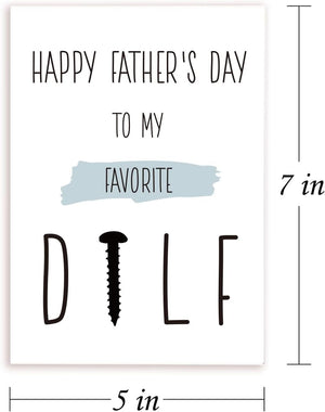 GeckoCustom Funny Fathers Day Card from Wife, Humorous Dad Birthday Gifts, Romantic Greeting Card for Husband New Father, You Are My Favorite Dilf with Kraft Envelope