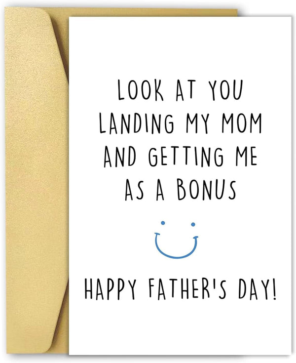 Funny Stepdad Fathers Day Card from Step Son Daughter, Gifts for