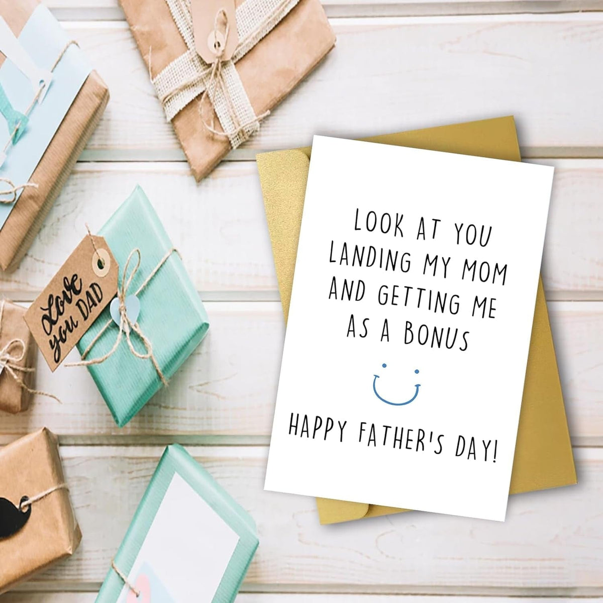 Funny Stepdad Fathers Day Card from Step Son Daughter, Gifts for Bonus -  GeckoCustom