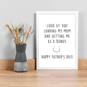 GeckoCustom Funny Stepdad Fathers Day Card from Step Son Daughter, Gifts for Bonus Dad, Happy Fathers Day for Step Dad