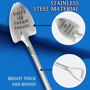 GeckoCustom Gifts for Dad Fathers Day Dad Gifts Men Ice Cream Spoon Scoop for Ice Cream Lovers, Father'S Day Gifts for Men Funny Engraved Stainless Steel Spoon Shovel, Birthday Fathers Gifts