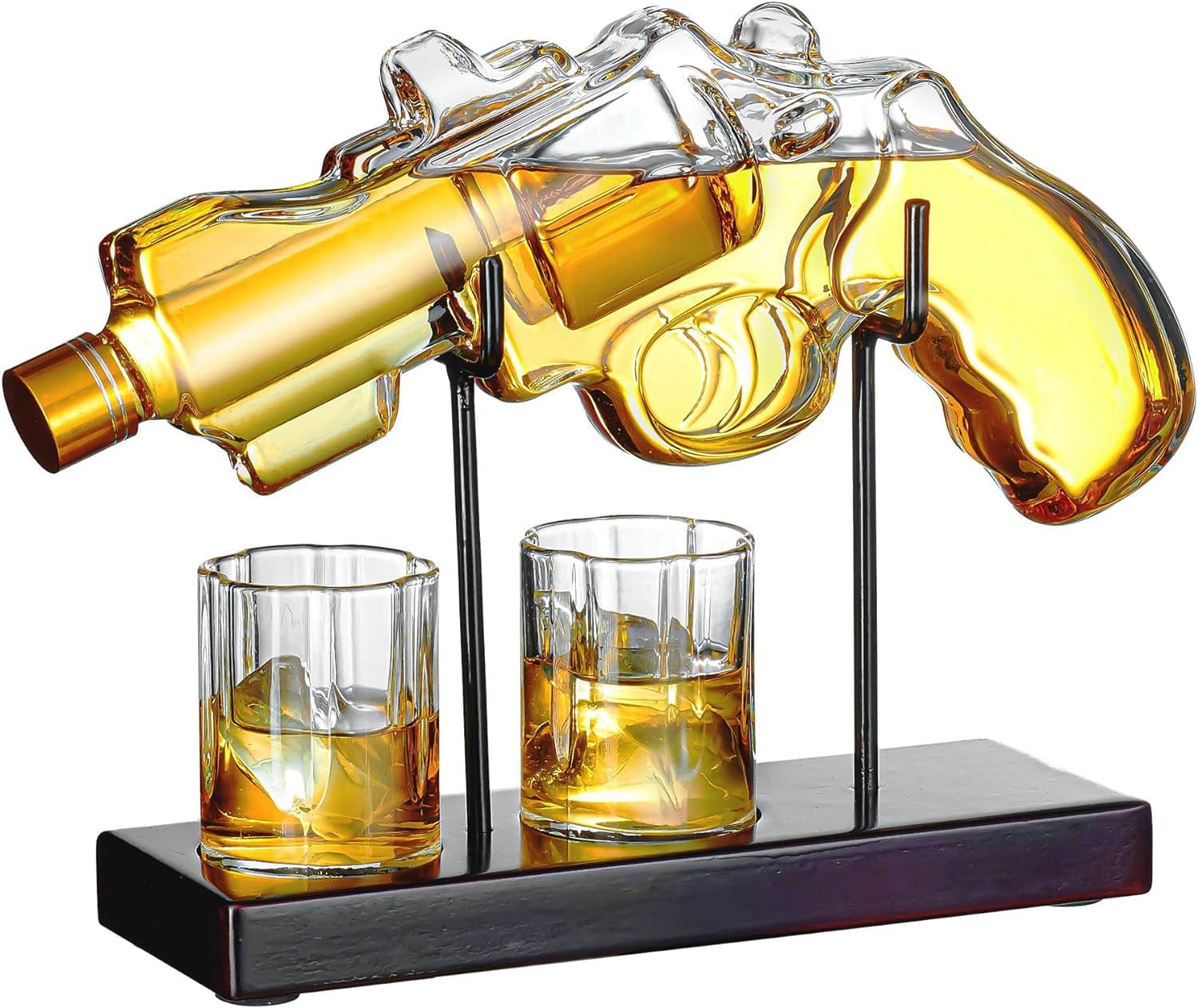 GeckoCustom Gifts for Men Dad,  9 Oz Whiskey Gun Decanter Set with Glasses, Unique Dad Birthday Gift Ideas from Daughter Son, Retirement Bar Stuff Gift for Father Him Brother,Cool Dispenser for Liquor Vodka