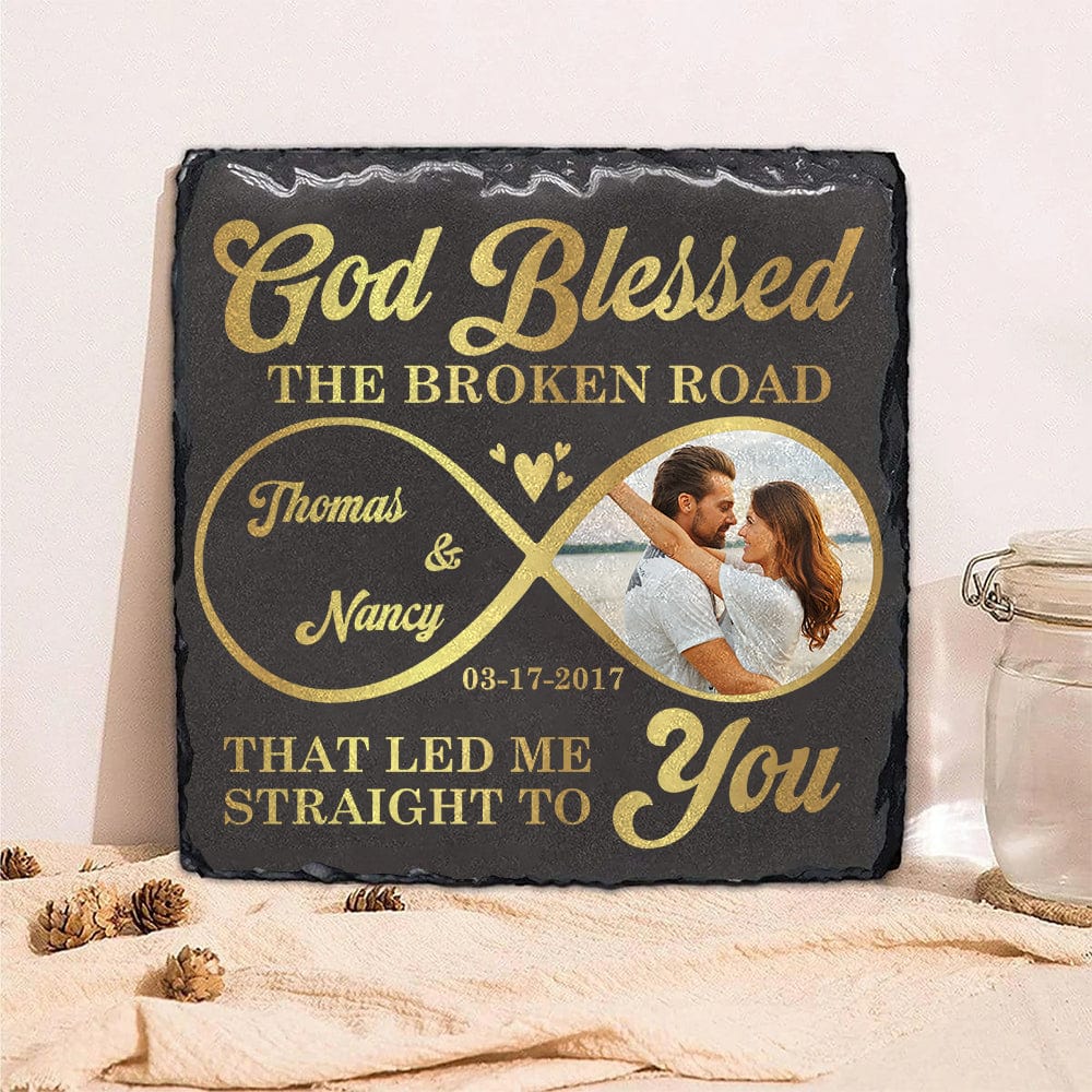 GeckoCustom God Knew My Heart Needed You Custom Couple Photo Stone With Stand Valentines Day Gift HO82 895094 5.9"x5.9"x0.4"