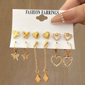 GeckoCustom Gold Color Pearl Hoop Earrings Set Metal Dangle Earrings Vintage Circle Geometric Twist for Women Girls Trendy Jewelry Gifts LY5550501