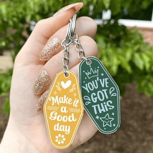 GeckoCustom Good Things Are Coming With Retro Inspired Motel Acrylic Keychain Personalized Gift TA29 889814