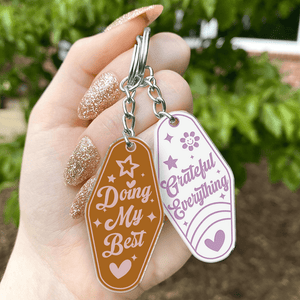 GeckoCustom Good Things Are Coming With Retro Inspired Motel Acrylic Keychain Personalized Gift TA29 889814