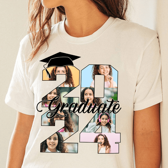 GeckoCustom Graduate 2024 Upload Photo Shirt, Graduation 2024 Gift, T368 HN590 Women T Shirt / Sport Grey Color / S