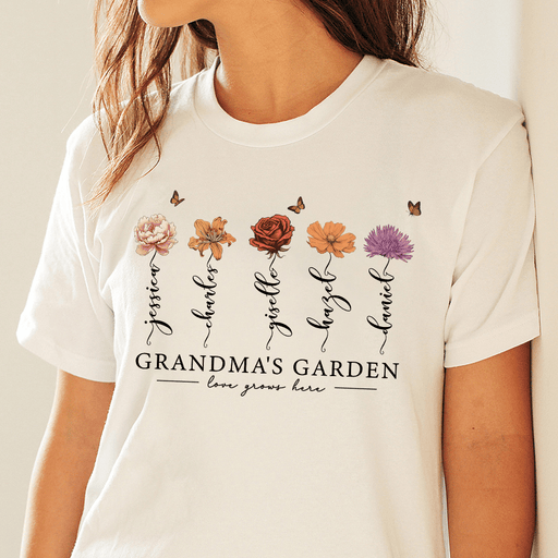GeckoCustom Grandma's Garden Love Grows Mother's Day Shirt Personalized Gift T286 890312 Basic Tee / White / S