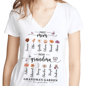 GeckoCustom Grandma's Garden Mother's Day Shirt Personalized Gift T368 890310 Women V-neck / V White / S