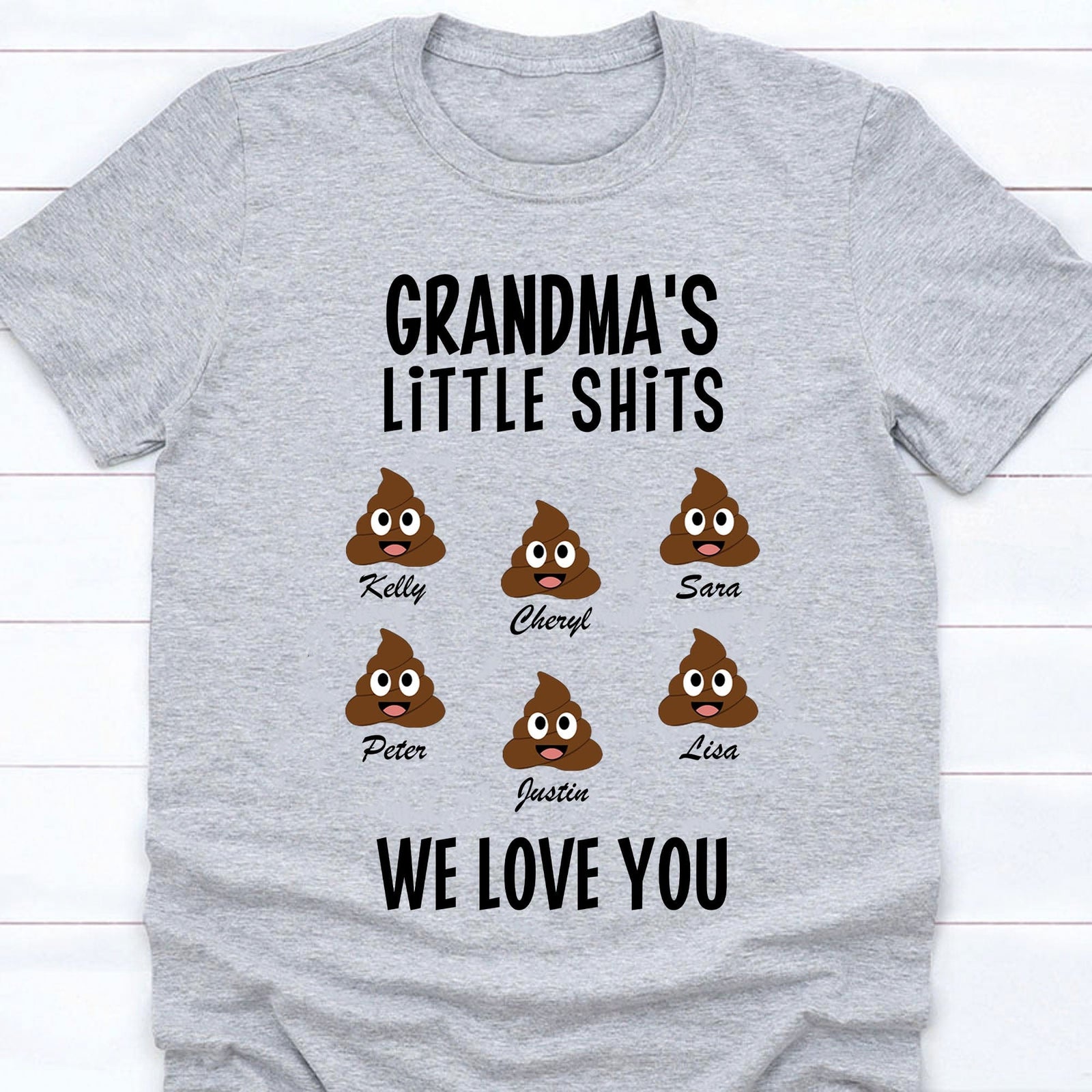 GeckoCustom Grandma's Little Shits Personalized Custom Family Shirt C294