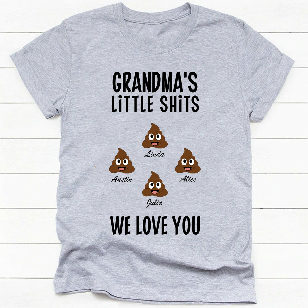 GeckoCustom Grandpa's Little Shits Personalized Custom Family Shirt C294 Ladies T-Shirt / Light Blue Color / S