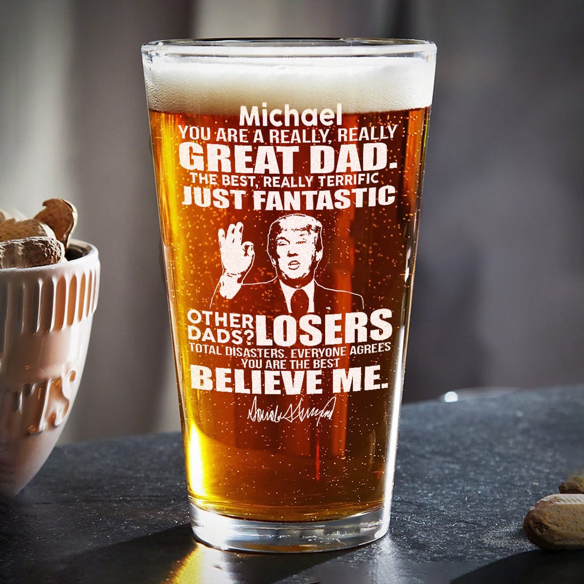 GeckoCustom Great Grandpa Great Dad Laser Engraved Beer Glass Personalized Gift TA29 890997 16oz