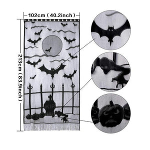 GeckoCustom Halloween Bat Table Runner Black Spider Web Lace Tablecloth Fireplace Curtain for Halloween Party Decoration Horror House Props as picture 8