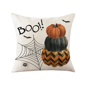 GeckoCustom Halloween Decorations Cushion Cover 45cm Linen Pillow Cover Funny Pumpkin Candy Cobweb Printed Pillow Case Home Decor Pillowcase 12 / 45x45cm