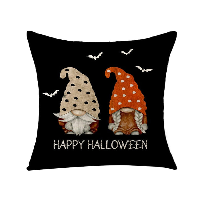GeckoCustom Halloween Decorations Cushion Cover 45cm Linen Pillow Cover Funny Pumpkin Candy Cobweb Printed Pillow Case Home Decor Pillowcase 7 / 45x45cm