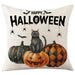 GeckoCustom Halloween Decorations Cushion Cover 45cm Linen Pillow Cover Funny Pumpkin Candy Cobweb Printed Pillow Case Home Decor Pillowcase