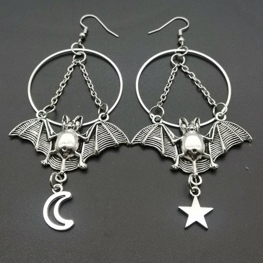 GeckoCustom Halloween Moon, Star and Bat Dangles