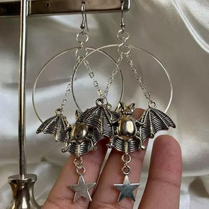 GeckoCustom Halloween Moon, Star and Bat Dangles