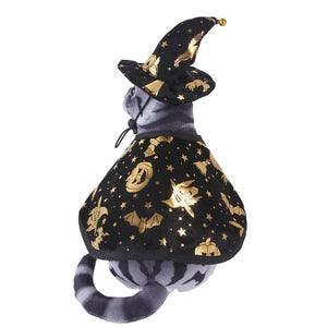 GeckoCustom Halloween Pet Cat Dog Cosplay Costume Pet Halloween Costumes Cape and Wizard Hat for Holiday Decoration Party Gift Party