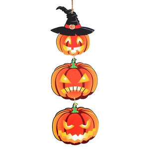 GeckoCustom Halloween Wooden Ornaments Pumpkin Ghost Trick or Treat Pendants Halloween Party Decoration for Home Door Hanging Signs Kids Toy B07