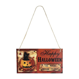 GeckoCustom Halloween Wooden Ornaments Pumpkin Ghost Trick or Treat Pendants Halloween Party Decoration for Home Door Hanging Signs Kids Toy M