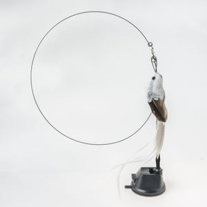 GeckoCustom Handfree Bird/Feather Cat Wand with Bell Powerful Suction Cup Interactive Toys for Cats Kitten Hunting Exercise Pet Products White Night Bird Set