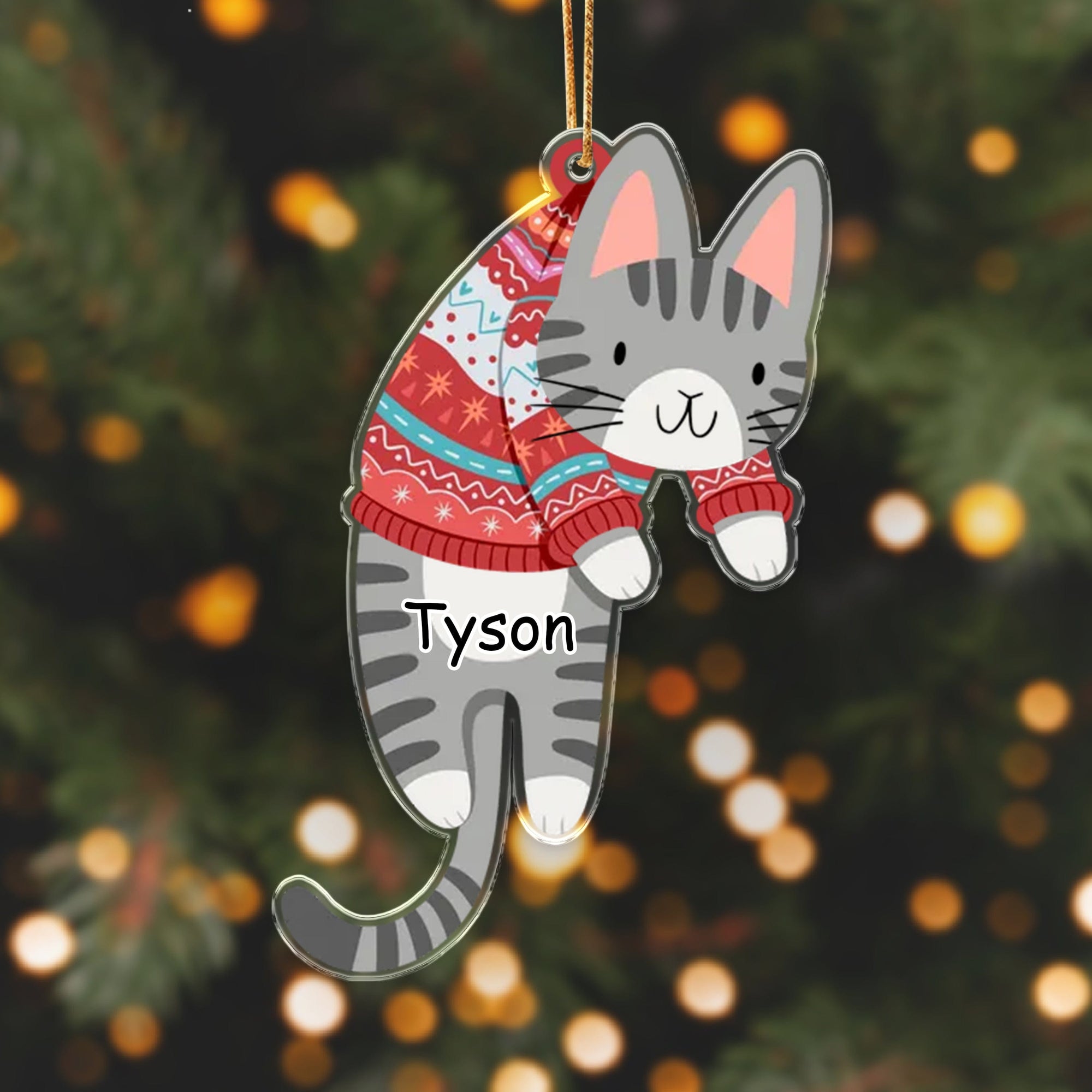 GeckoCustom Hanging Cat Personalized Gift Acrylic Ornament HA75 891582