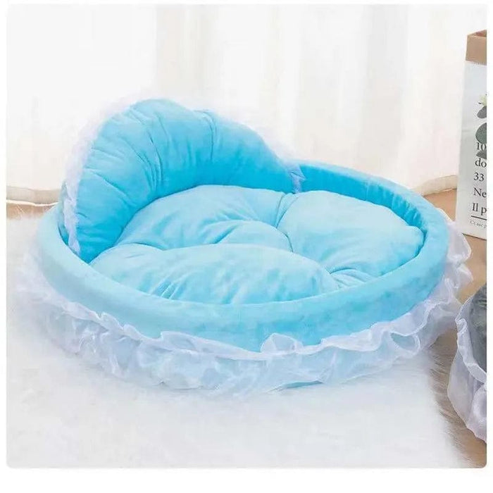 GeckoCustom Hanpanda Fantasy Bow Lace Dog Bed Beds For Large Dogs Detachable Oval Pink Princess Pet Bed Basket For Dog Pet Wedding Furniture OUT4090-D / S