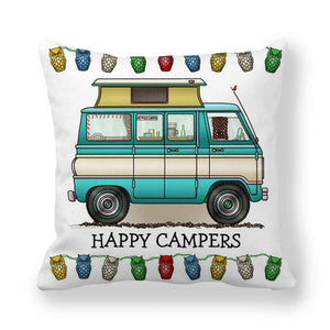 GeckoCustom Happy Camper Pillow Case Owl Camper Throw Pillow Case Cover Decorative Pillowcases 45*45CM Car Pillowcase hoofdkussen almohada 14 / 450*450mm