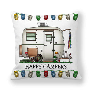 GeckoCustom Happy Camper Pillow Case Owl Camper Throw Pillow Case Cover Decorative Pillowcases 45*45CM Car Pillowcase hoofdkussen almohada 6 / 450*450mm