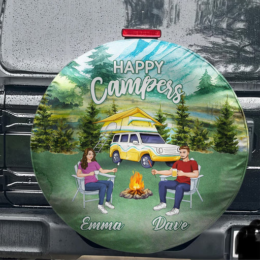 GeckoCustom Happy Camper Tire Cover Personalized Gift T368 890035