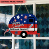 GeckoCustom Happy Camper USA Flag Camping Wooden Door Sign, Custom Doorsign HN590 12 Inch
