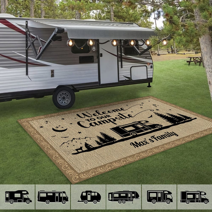 GeckoCustom Happy Campers Camping Patio Mat Persoanlized Gift NA29 888480 2.5'x4.6' (30x55 inch)