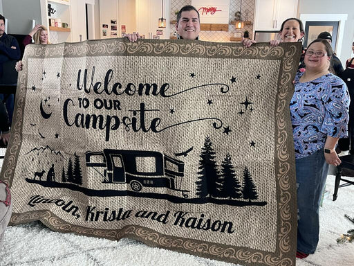 GeckoCustom Happy Campers Camping Patio Mat Persoanlized Gift TA29 888480