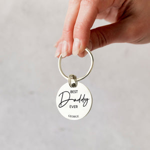 GeckoCustom Happy Father's Day Best Daddy Ever Keychain Personalized Gift HO82 890684 Stainless Steel