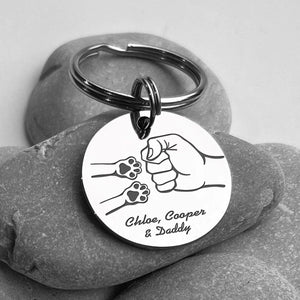 GeckoCustom Happy Father's Day Dog Paw For Dog Dad Keychain Personalized Gift HO82 890740 Stainless Steel