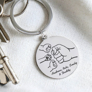 GeckoCustom Happy Father's Day Fist Bump with Paw Keychain Personalized Gift HO82 890742 Stainless Steel