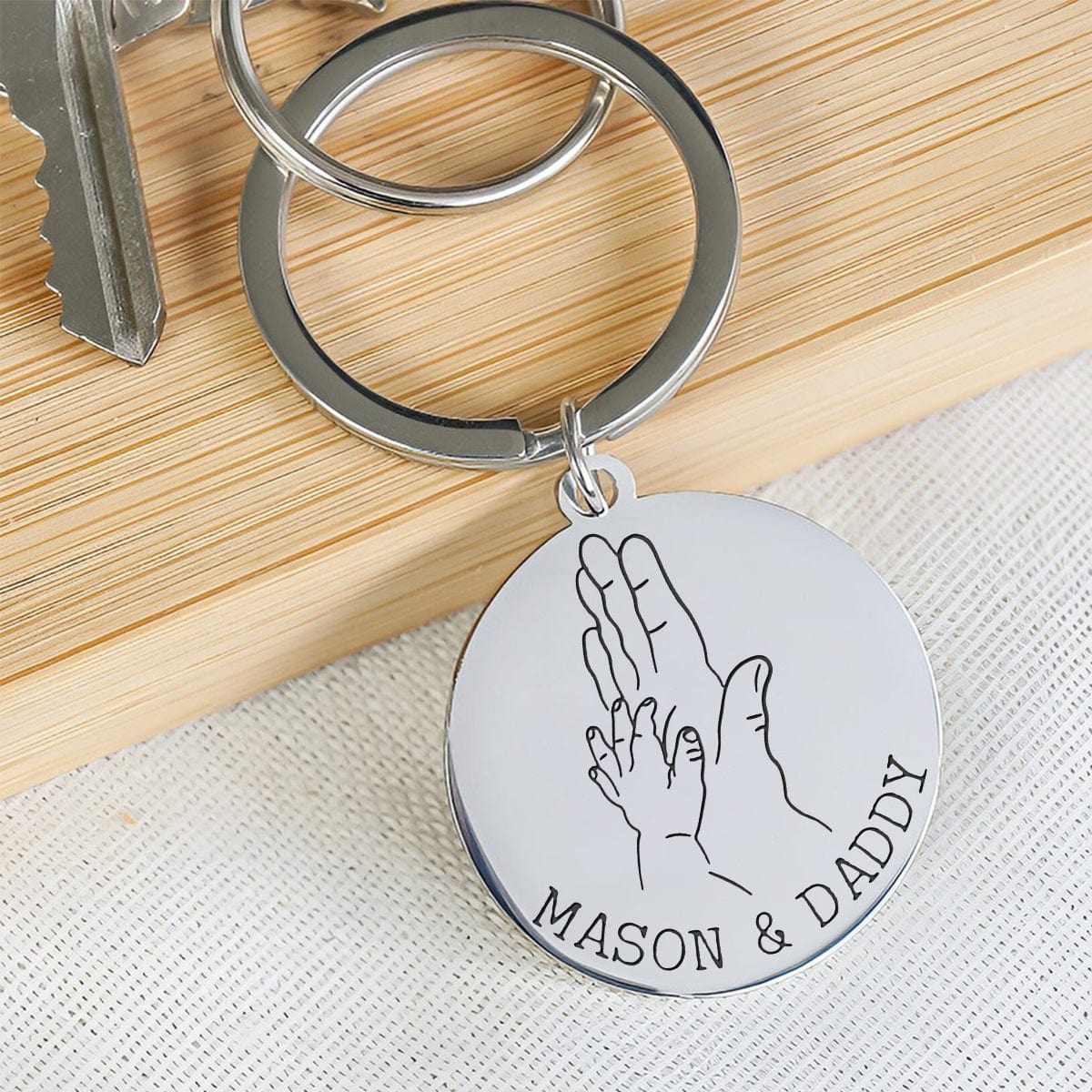 GeckoCustom Happy Father's Day High Five Keychain Personalized Gift HO82 890728 Stainless Steel