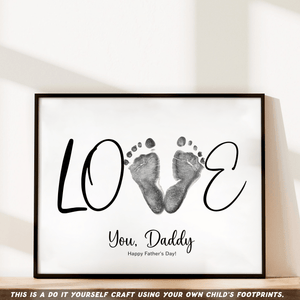 GeckoCustom Happy Father's Day Love With DIY Footprint Art Poster Canvas Picture Frame HO82 890594
